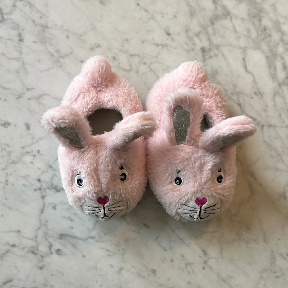 Light up Pink Bunny Plush kids Slippers size 7/8 toddler